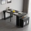 Modern 180 cm Extendable Black Wood Dining Table with Sideboard, Seats 2-4