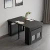 Modern 180 cm Extendable Black Wood Dining Table with Sideboard, Seats 2-4