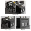 Modern 180 cm Extendable Black Wood Dining Table with Sideboard, Seats 2-4