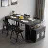 Modern 180 cm Extendable Black Wood Dining Table with Sideboard, Seats 2-4