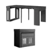 Modern 180 cm Extendable Black Wood Dining Table with Sideboard, Seats 2-4