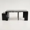 Modern 180 cm Extendable Black Wood Dining Table with Sideboard, Seats 2-4