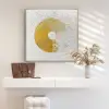 Picture of 3D Modern White Gold Wall Decor Art Textured Canvas Oil Painting with Frame Living Room