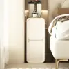 Modern Narrow Off-White 2-Drawer Bedside Table with PU Leather