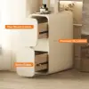 Modern Narrow Off-White 2-Drawer Bedside Table with PU Leather