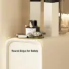 Modern Narrow Off-White 2-Drawer Bedside Table with PU Leather