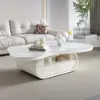 129 cm Oval Sintered Stone Coffee Table with Storage – White