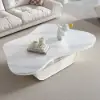 129 cm Oval Sintered Stone Coffee Table with Storage – White