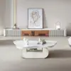 129 cm Oval Sintered Stone Coffee Table with Storage – White