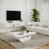129 cm Oval Sintered Stone Coffee Table with Storage – White