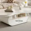 129 cm Oval Sintered Stone Coffee Table with Storage – White