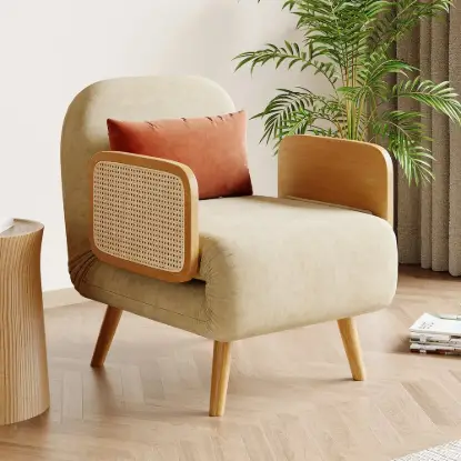 Picture of 71 cm 1-Seater Cotton & Linen Convertible Sleeper Chair