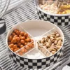 Modern 225mm Divided Serving Tray with Lid 2 Tiered Snack Tray Food Storage Containers