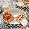Modern 225mm Divided Serving Tray with Lid 2 Tiered Snack Tray Food Storage Containers