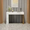 Modern 47" Marble Effect Console Table with 2 Drawers & Golden Leg – White