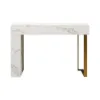 Modern 47" Marble Effect Console Table with 2 Drawers & Golden Leg – White