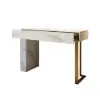 Modern 47" Marble Effect Console Table with 2 Drawers & Golden Leg – White
