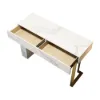 Modern 47" Marble Effect Console Table with 2 Drawers & Golden Leg – White