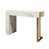 Modern 47" Marble Effect Console Table with 2 Drawers & Golden Leg – White