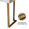 Modern 47" Marble Effect Console Table with 2 Drawers & Golden Leg – White