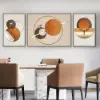3Pcs Geometric Wall Clock Decor Set Modern Canvas Painting Wall Art with Aluminum Frame