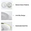 Modern Dinnerware 18-Piece White&Grey Ceramic Dinnerware Gold Rim