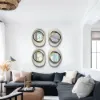 Modern Warm White & Gold Geometric Wall Mirror Decor for Living Room Bedroom