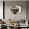 Modern Warm White & Gold Geometric Wall Mirror Decor for Living Room Bedroom