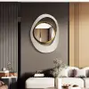 Modern Warm White & Gold Geometric Wall Mirror Decor for Living Room Bedroom
