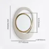 Modern Warm White & Gold Geometric Wall Mirror Decor for Living Room Bedroom