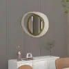 Modern Warm White & Gold Geometric Wall Mirror Decor for Living Room Bedroom