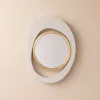 Modern Warm White & Gold Geometric Wall Mirror Decor for Living Room Bedroom
