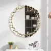 600mm Modern Large Gold Round Pebble Wall Mirror Decor with Geometric Frame Living Room
