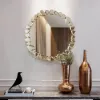 600mm Modern Large Gold Round Pebble Wall Mirror Decor with Geometric Frame Living Room