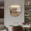 600mm Modern Large Gold Round Pebble Wall Mirror Decor with Geometric Frame Living Room