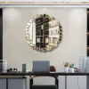 600mm Modern Large Gold Round Pebble Wall Mirror Decor with Geometric Frame Living Room