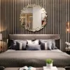 600mm Modern Large Gold Round Pebble Wall Mirror Decor with Geometric Frame Living Room