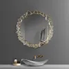 600mm Modern Large Gold Round Pebble Wall Mirror Decor with Geometric Frame Living Room