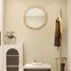 600mm Modern Large Gold Round Pebble Wall Mirror Decor with Geometric Frame Living Room