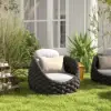 Picture of Cocaro Outdoor Aluminium & Rope Weave Swivel Lounge Chair in Dark Grey