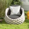 Cocaro Outdoor Aluminium & Rope Weave Swivel Lounge Chair in Grey