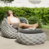 Cocaro Outdoor Aluminium & Rope Weave Swivel Lounge Chair in Grey