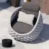 Cocaro Outdoor Aluminium & Rope Weave Swivel Lounge Chair in Grey