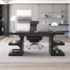 Modern 163 cm Rectangular Black Writing Desk with Storage