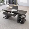 Modern 163 cm Rectangular Black Writing Desk with Storage