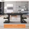 Modern 163 cm Rectangular Black Writing Desk with Storage