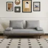 200 cm 3-Seater Cotton & Linen Convertible Sofa Bed with Pillows