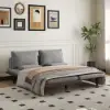 200 cm 3-Seater Cotton & Linen Convertible Sofa Bed with Pillows