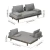 200 cm 3-Seater Cotton & Linen Convertible Sofa Bed with Pillows