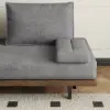 200 cm 3-Seater Cotton & Linen Convertible Sofa Bed with Pillows